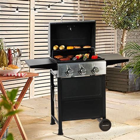 three piece gas grill master cook